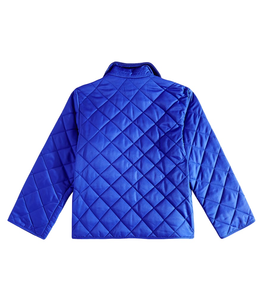 Burberry Kid's Indy Quilted Collared Jacket In Blue