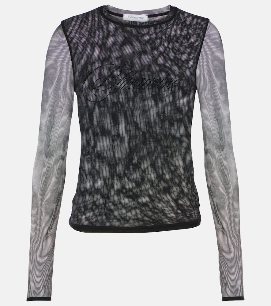 Blumarine Logo tulle-trimmed T-shirt