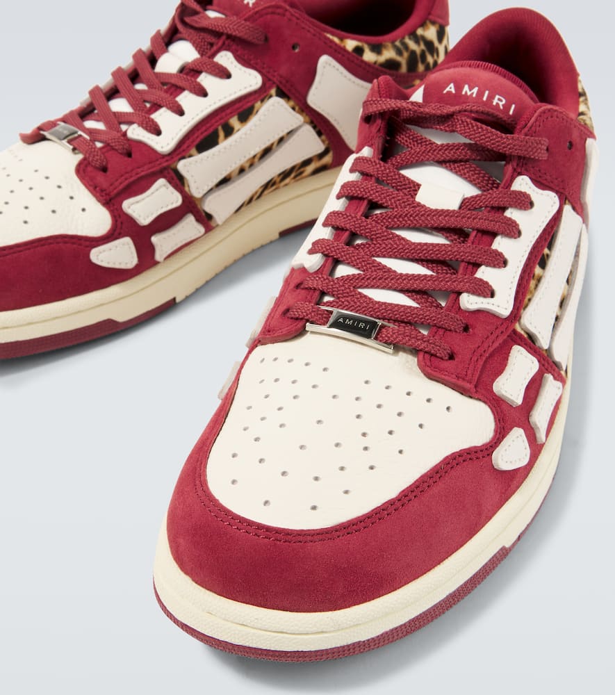 Amiri Burgundy Leopard Skel-top Sneakers In Multicoloured