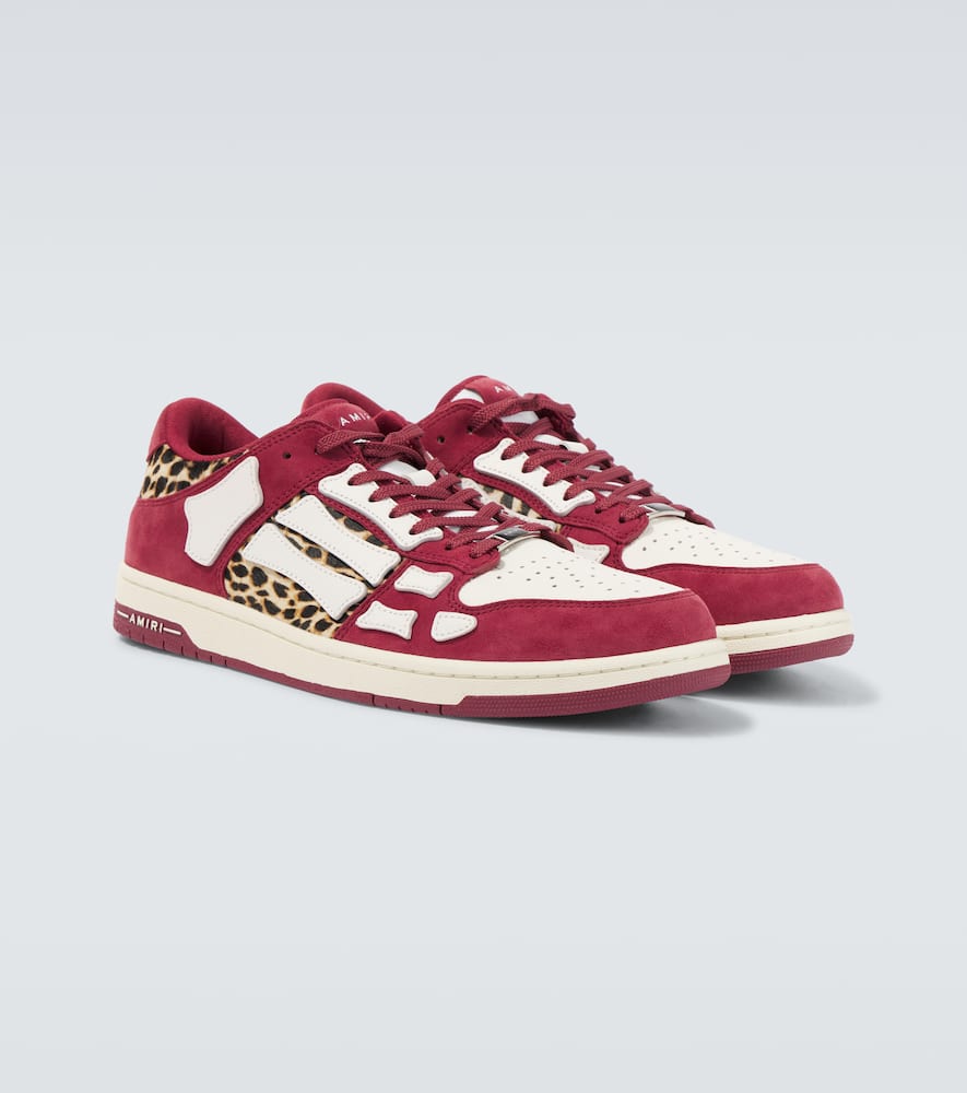 Amiri Burgundy Leopard Skel-top Sneakers In Multicoloured