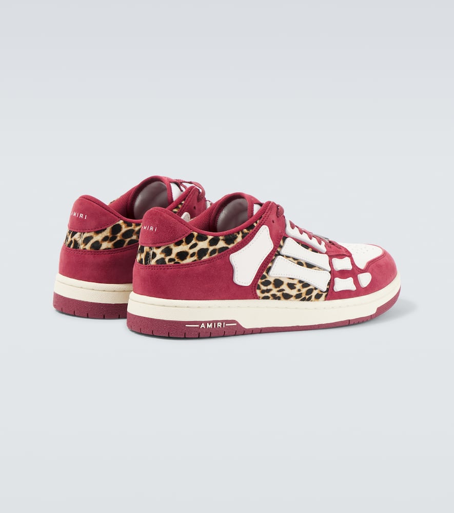Amiri Burgundy Leopard Skel-top Sneakers In Multicoloured