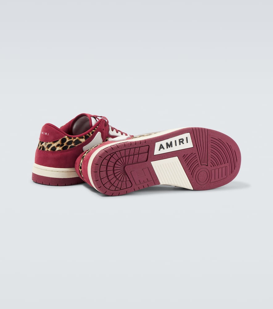 Amiri Burgundy Leopard Skel-top Sneakers In Multicoloured
