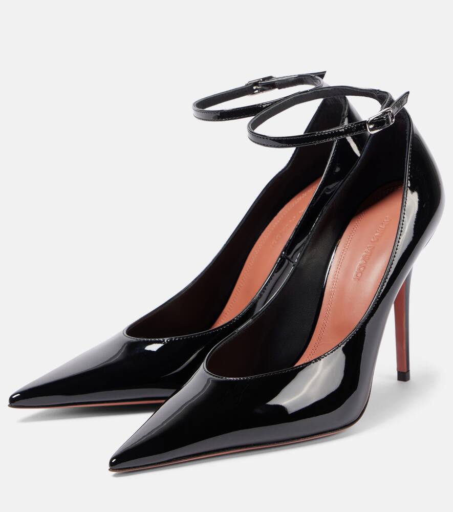Amina Muaddi Anok 105 Patent Black Pumps In Black