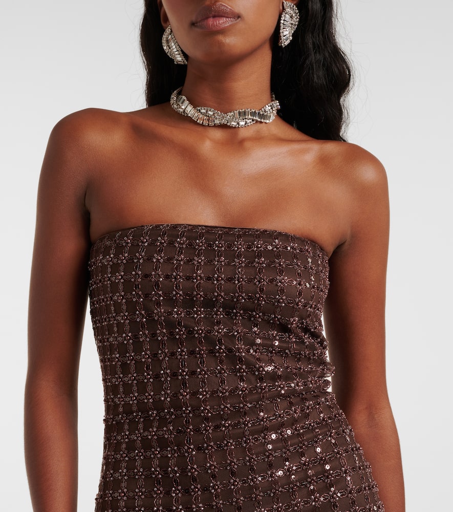 ROTATE BIRGER CHRISTENSEN BEADED STRAPLESS MAXI DRESS