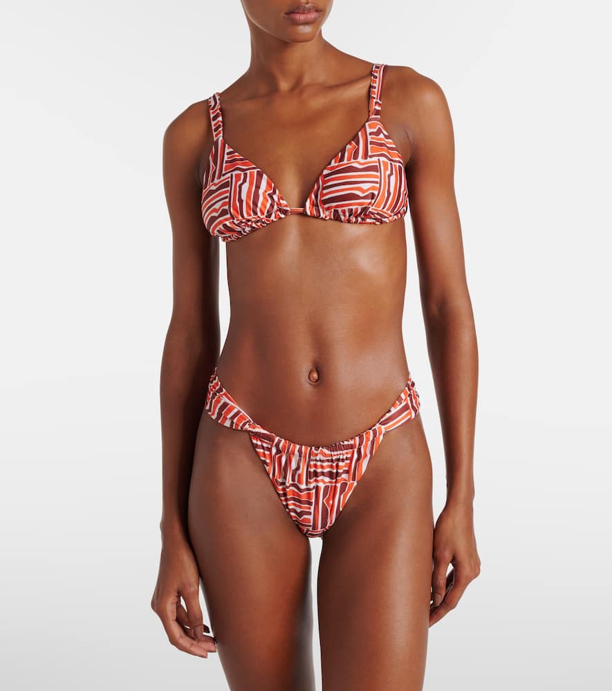 Shop Faithfull Andez Printed Low-rise Bikini Bottoms In Brown