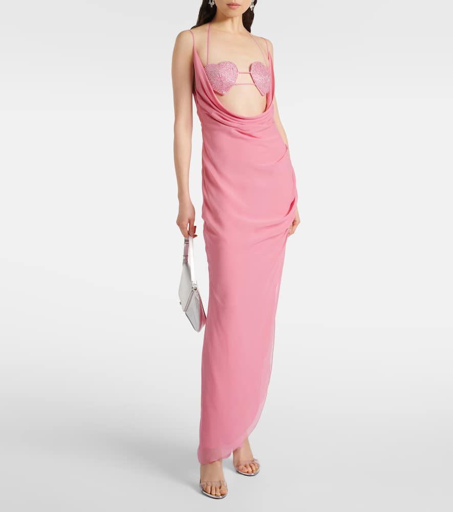 Blumarine Georg Embellished Maxi Dress In Pink Peony