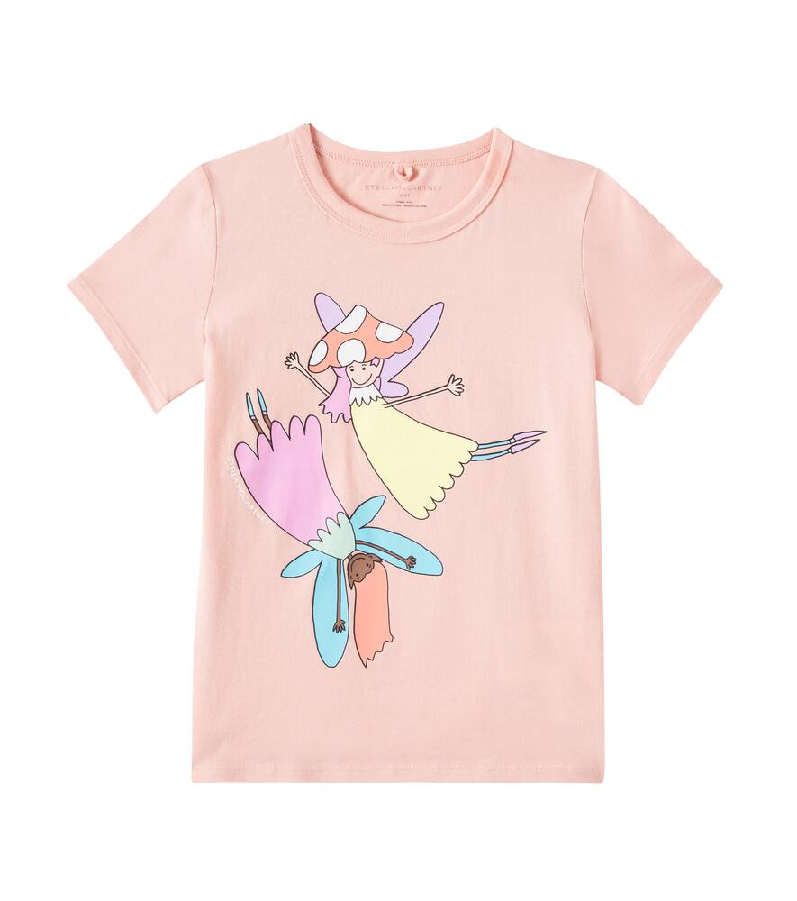 Stella Mccartney Printed Cotton Jersey T-shirt In Pink
