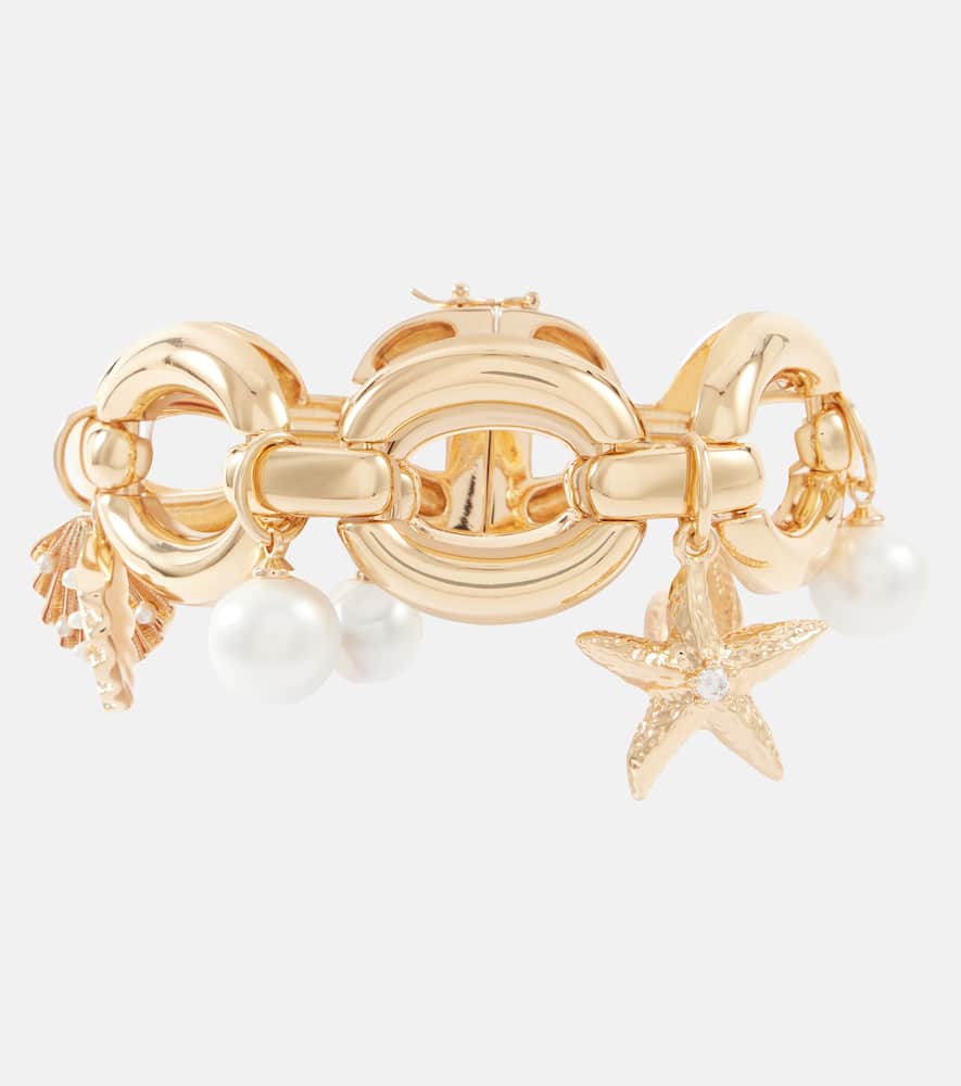 Self-Portrait Faux pearl gold-plated bracelet