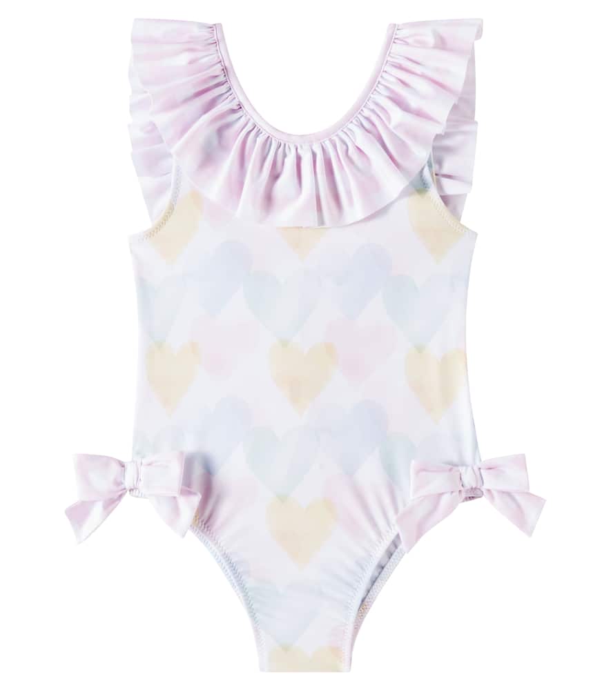Patachou Bow-detail Printed Swimsuit In Multicoloured