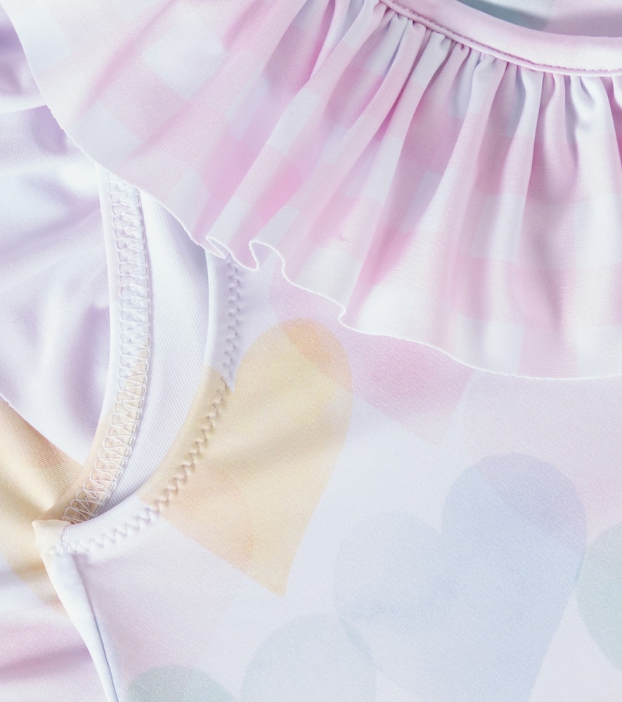 Patachou Bow-detail Printed Swimsuit In Multicoloured