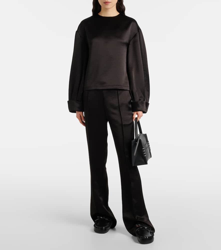 Jw Anderson Mid-rise Satin Straight Pants In Black