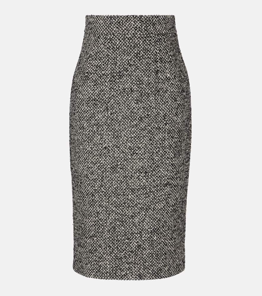 Dolce & Gabbana Tweed Midi Pencil Skirt In Black