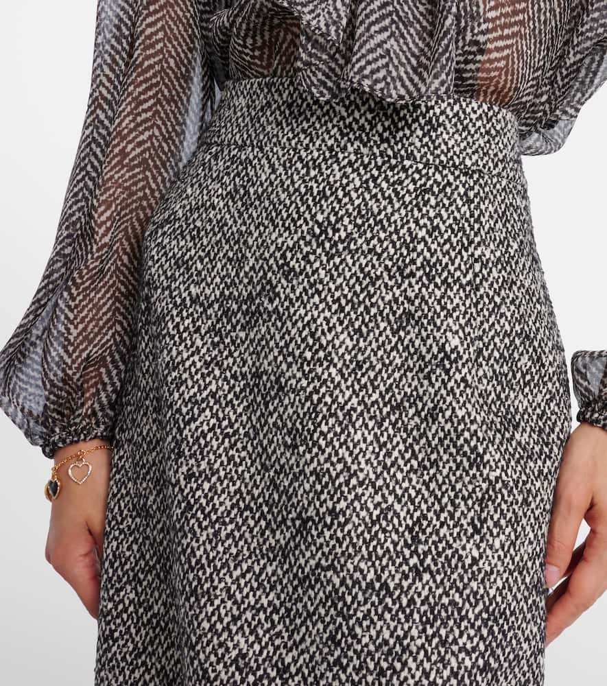 Dolce & Gabbana Tweed Midi Pencil Skirt In Black