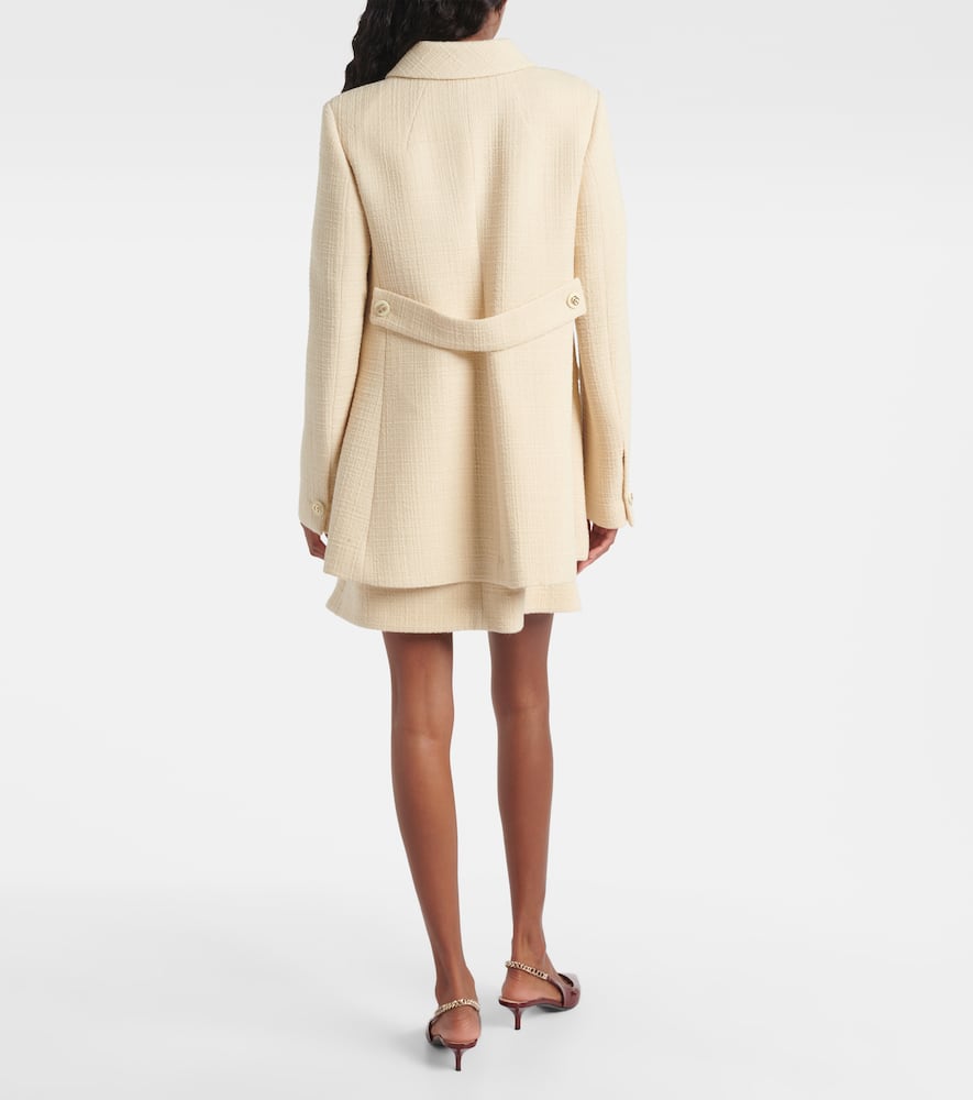 Gucci Womens White Caban Long-sleeve Textured-wool Coat In White
