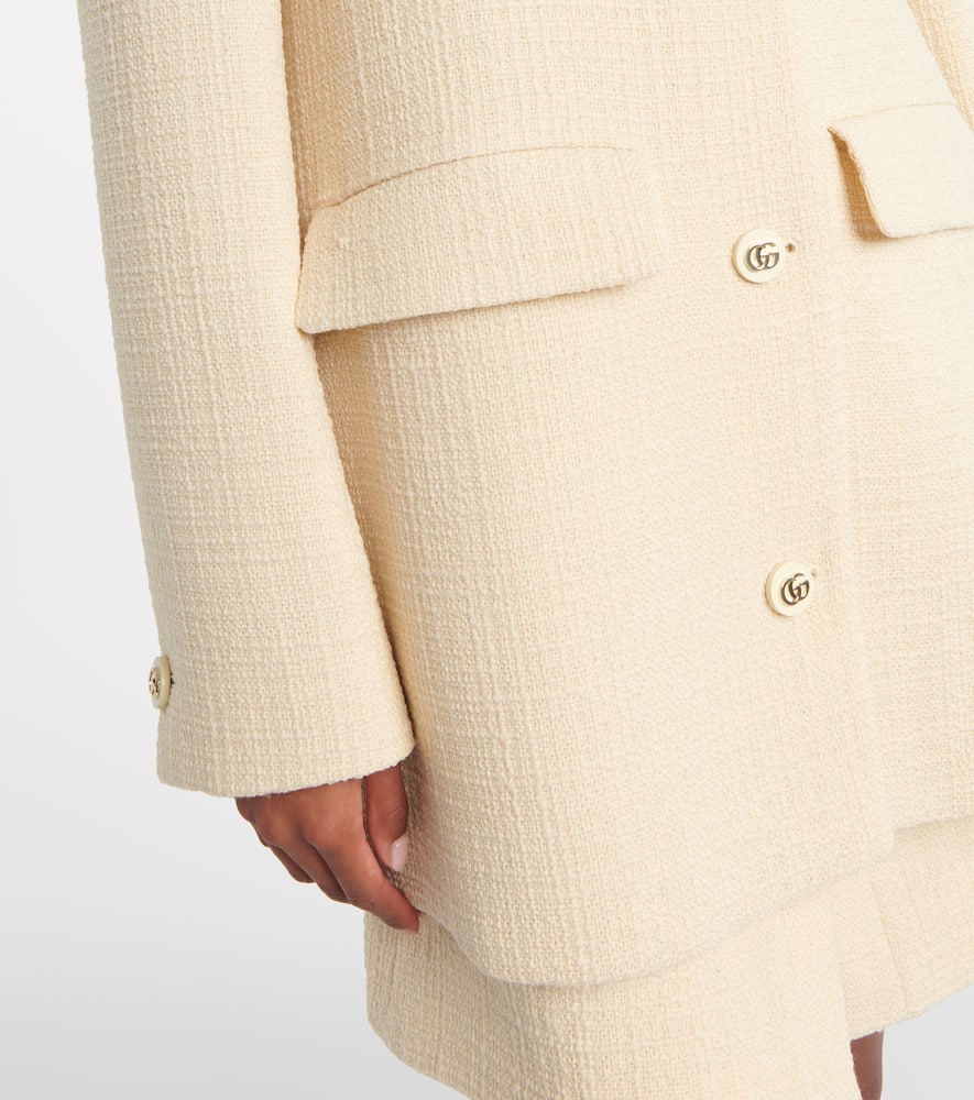 Gucci Womens White Caban Long-sleeve Textured-wool Coat In White