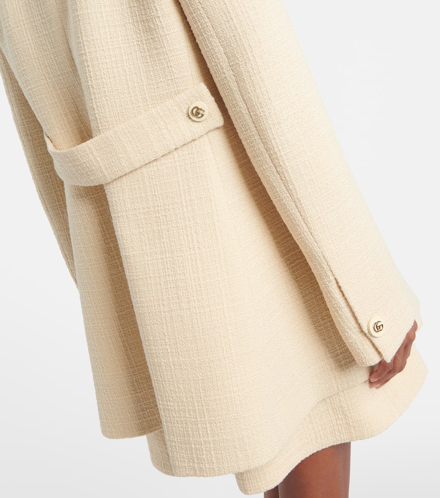 Gucci Womens White Caban Long-sleeve Textured-wool Coat In White