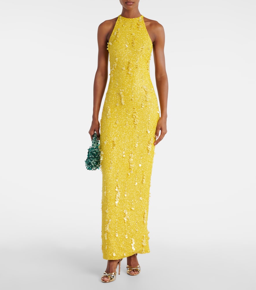 Clio Peppiatt Sirena Beaded Tote Bag In Green