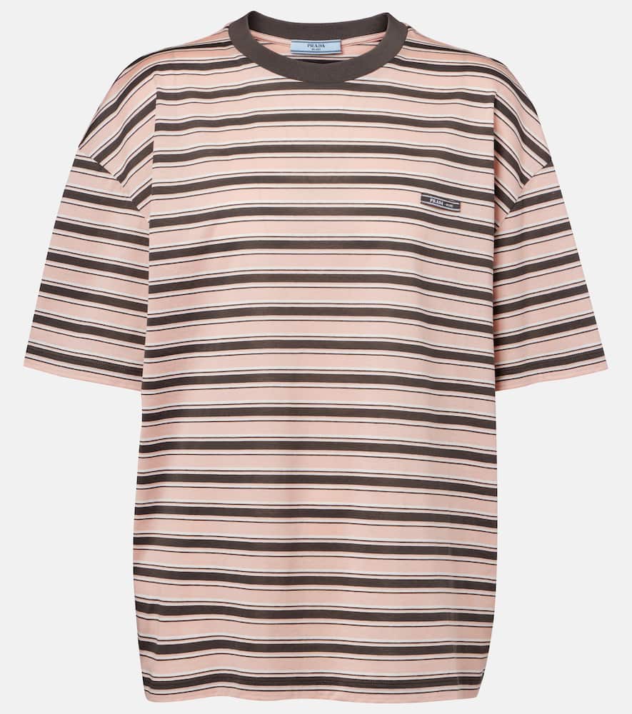 Prada Womens Pink Striped Lisle Cotton-jersey T-shirt In Multi