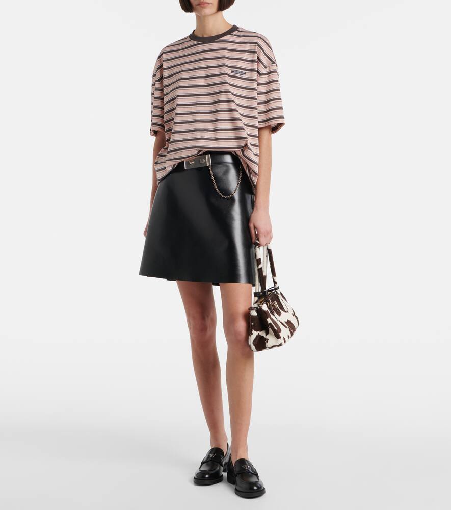 Prada Womens Pink Striped Lisle Cotton-jersey T-shirt In Multi