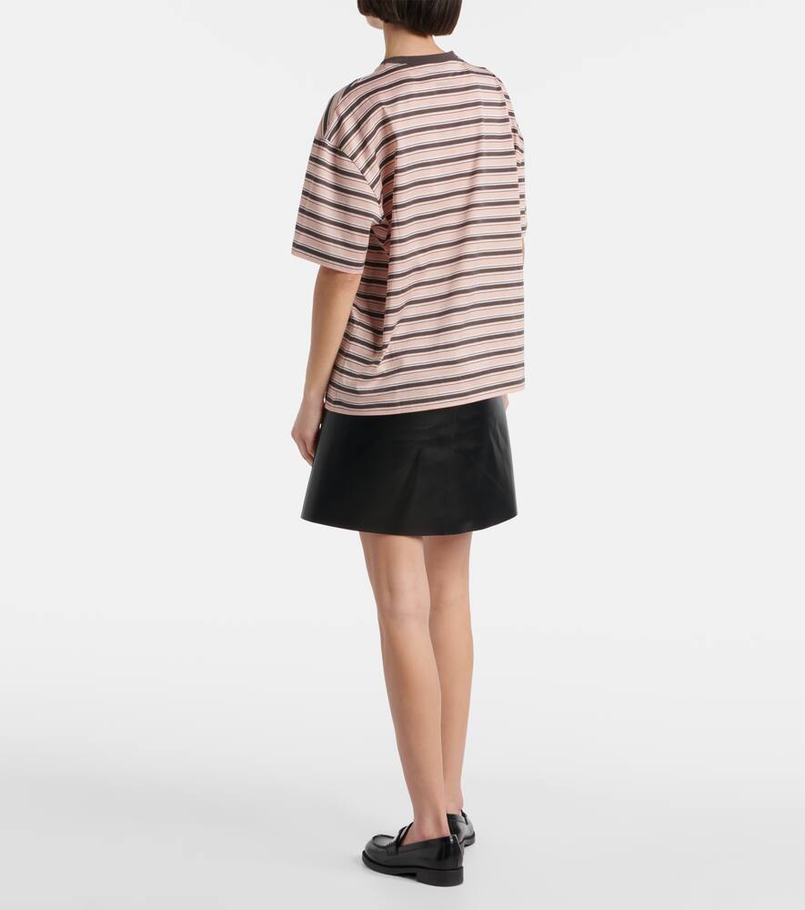 Prada Womens Pink Striped Lisle Cotton-jersey T-shirt In Multi