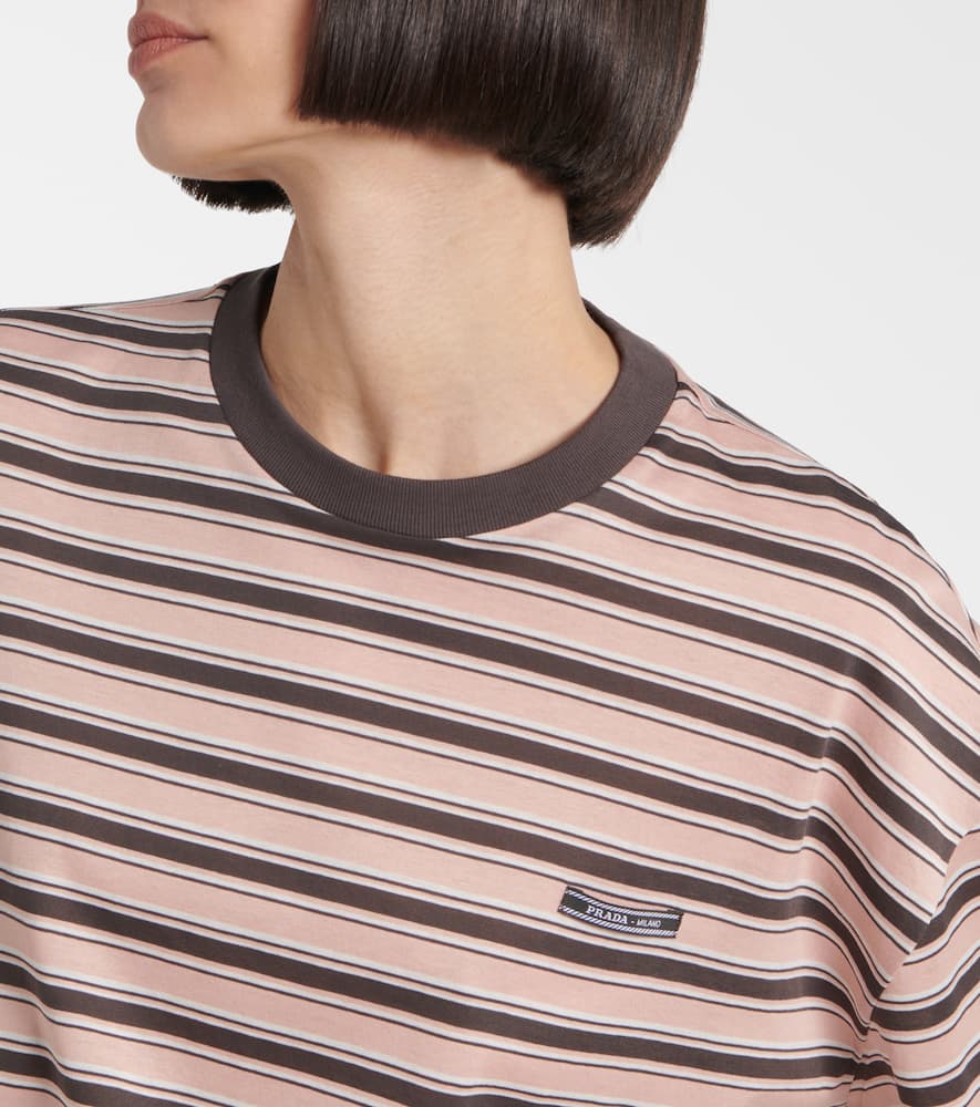 Prada Womens Pink Striped Lisle Cotton-jersey T-shirt In Multi