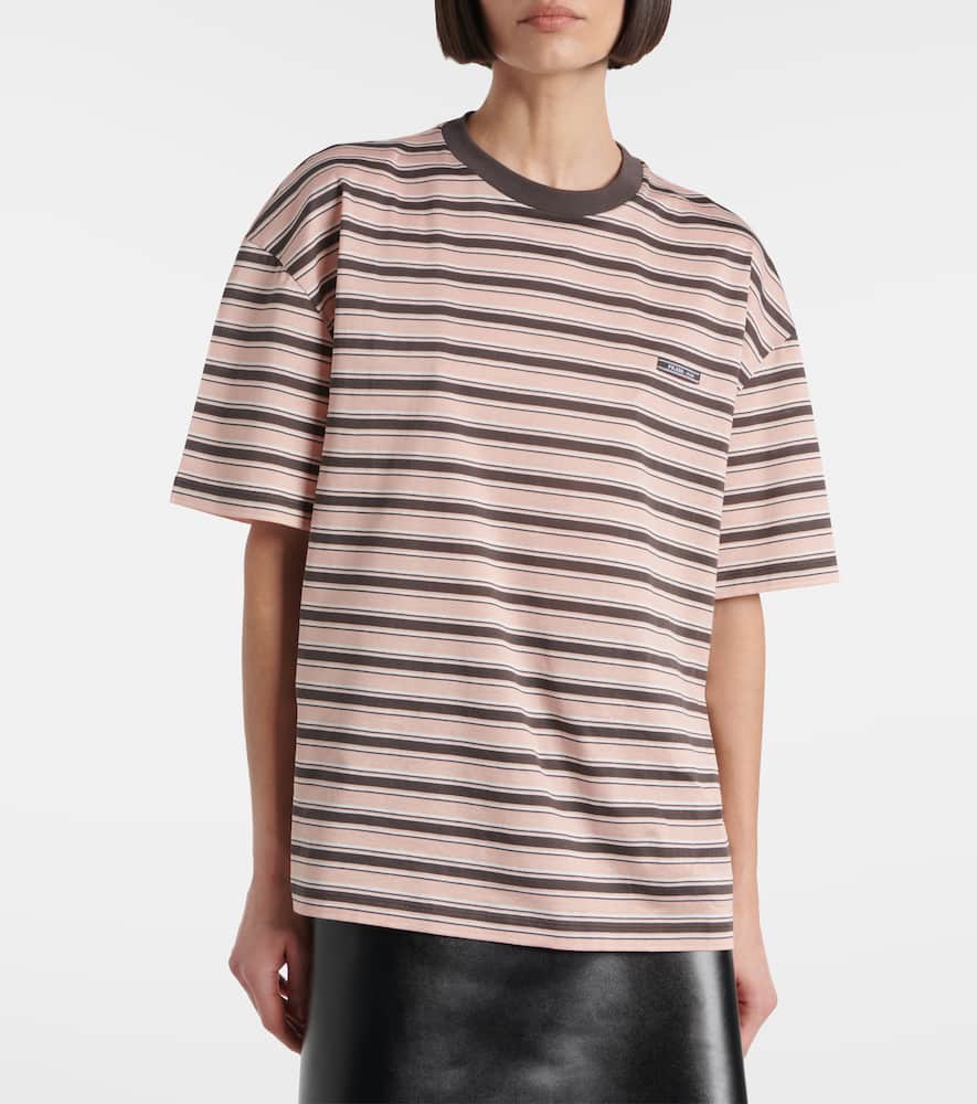Prada Womens Pink Striped Lisle Cotton-jersey T-shirt In Multi