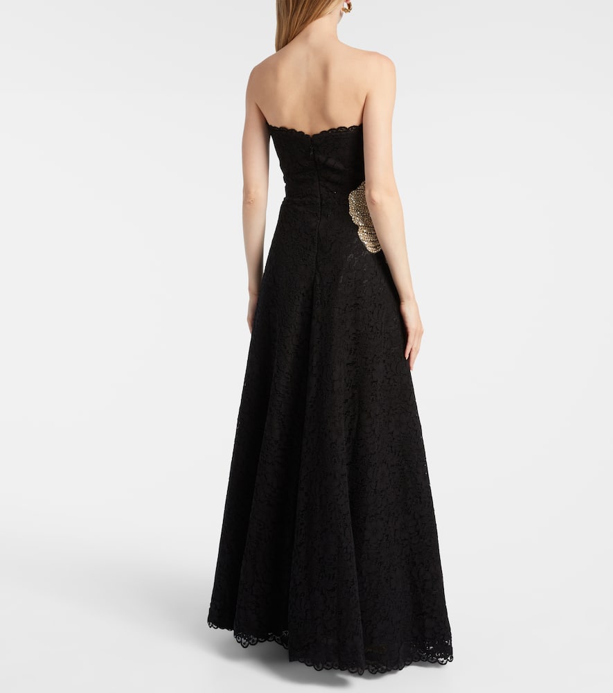 Costarellos Hallis Embellished Lace Gown In Black