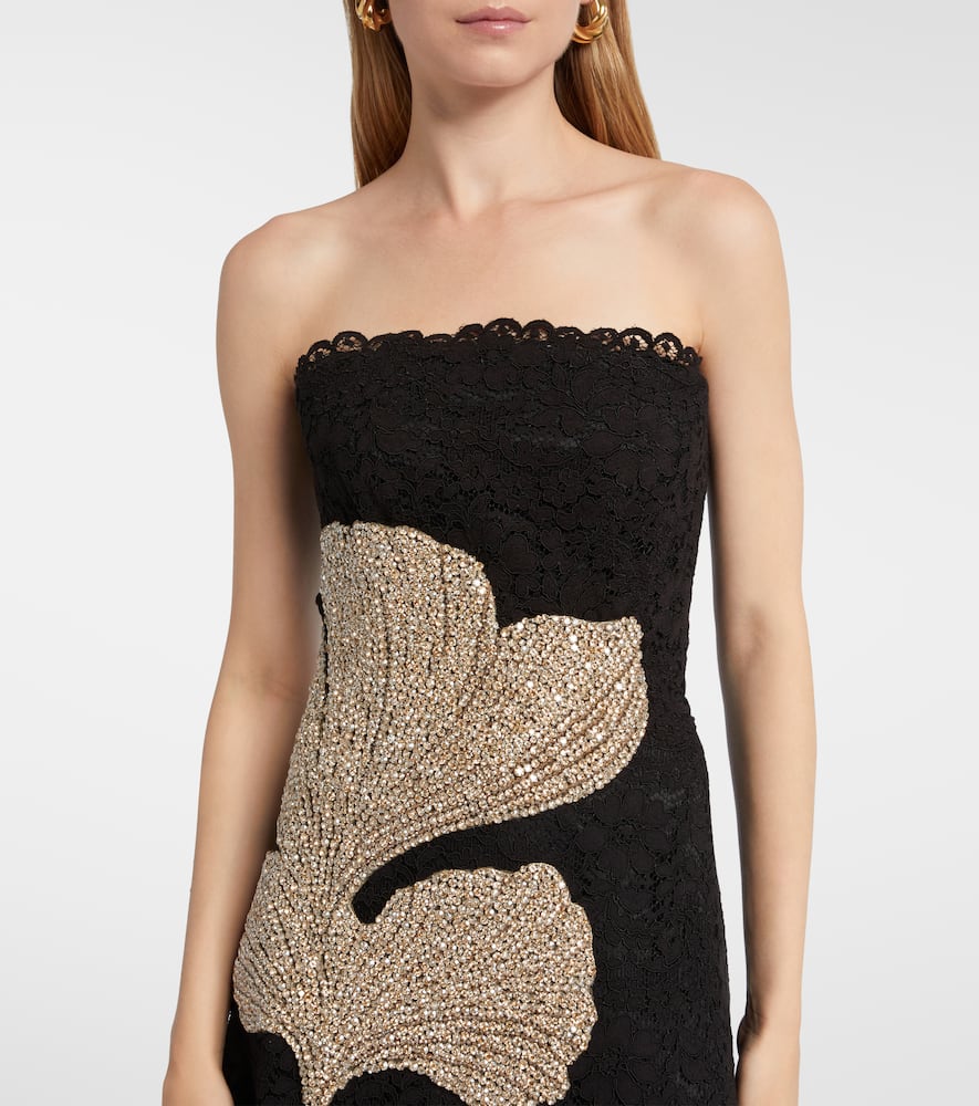 Costarellos Hallis Embellished Lace Gown In Black