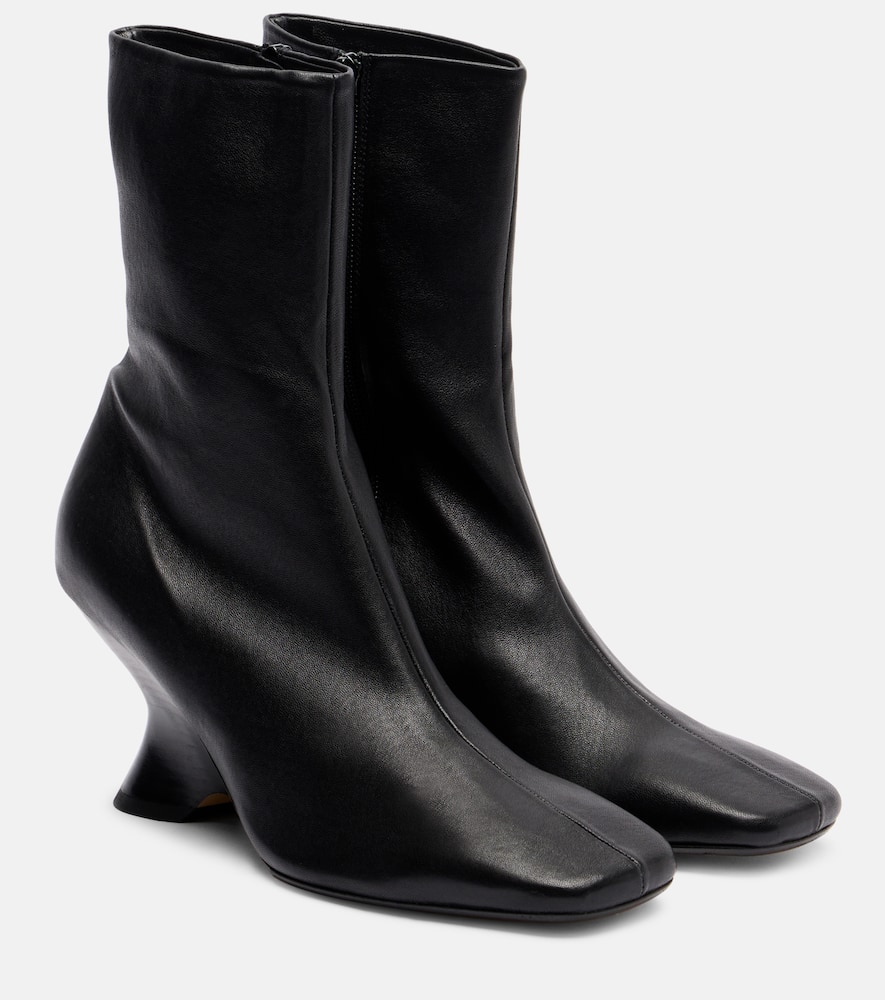 Dries Van Noten 75 Leather Ankle Boots In Black