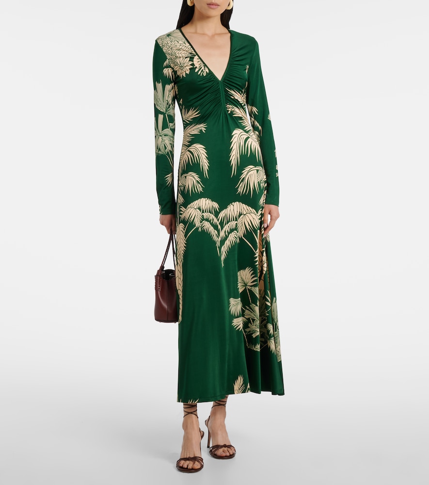 Johanna Ortiz Printed ruched jersey midi dress