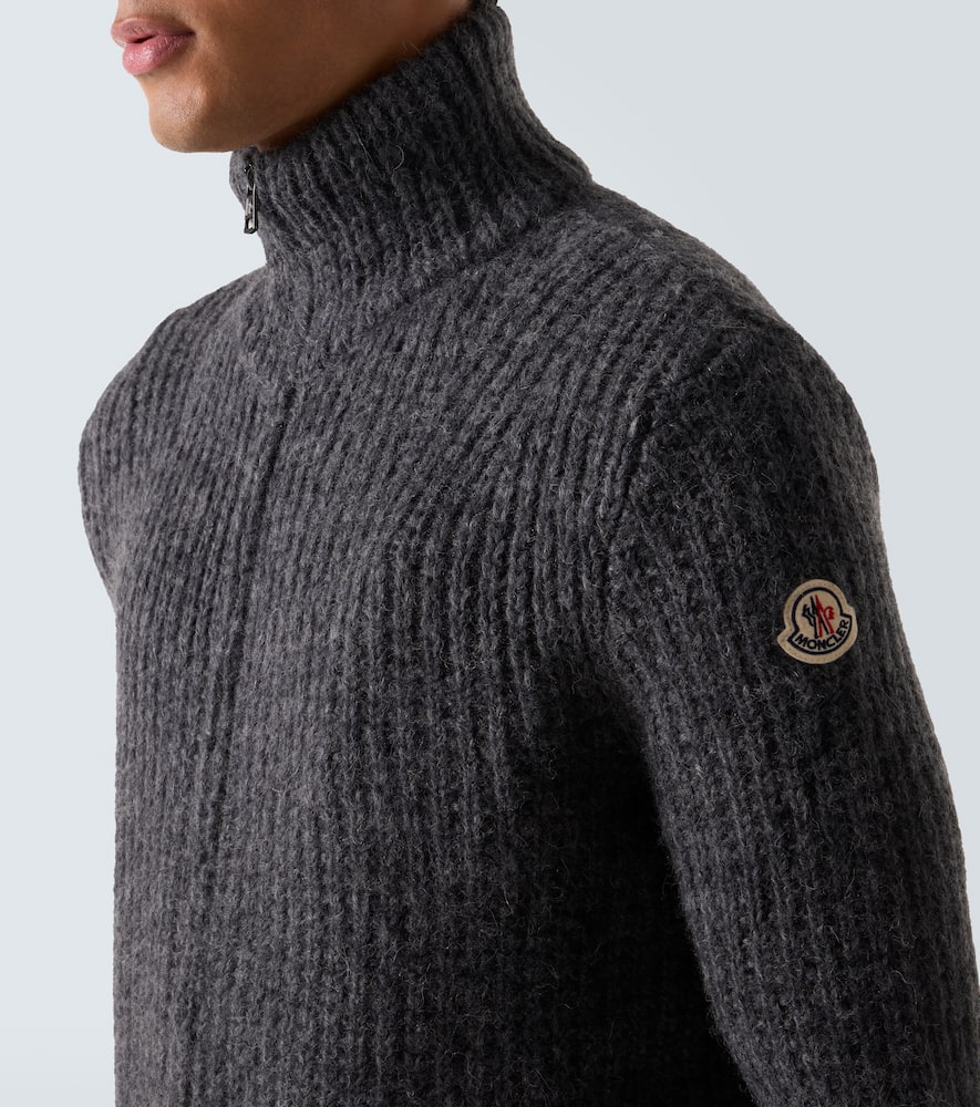 Moncler Alpaca And Wool Zip-up Cardigan In Gray
