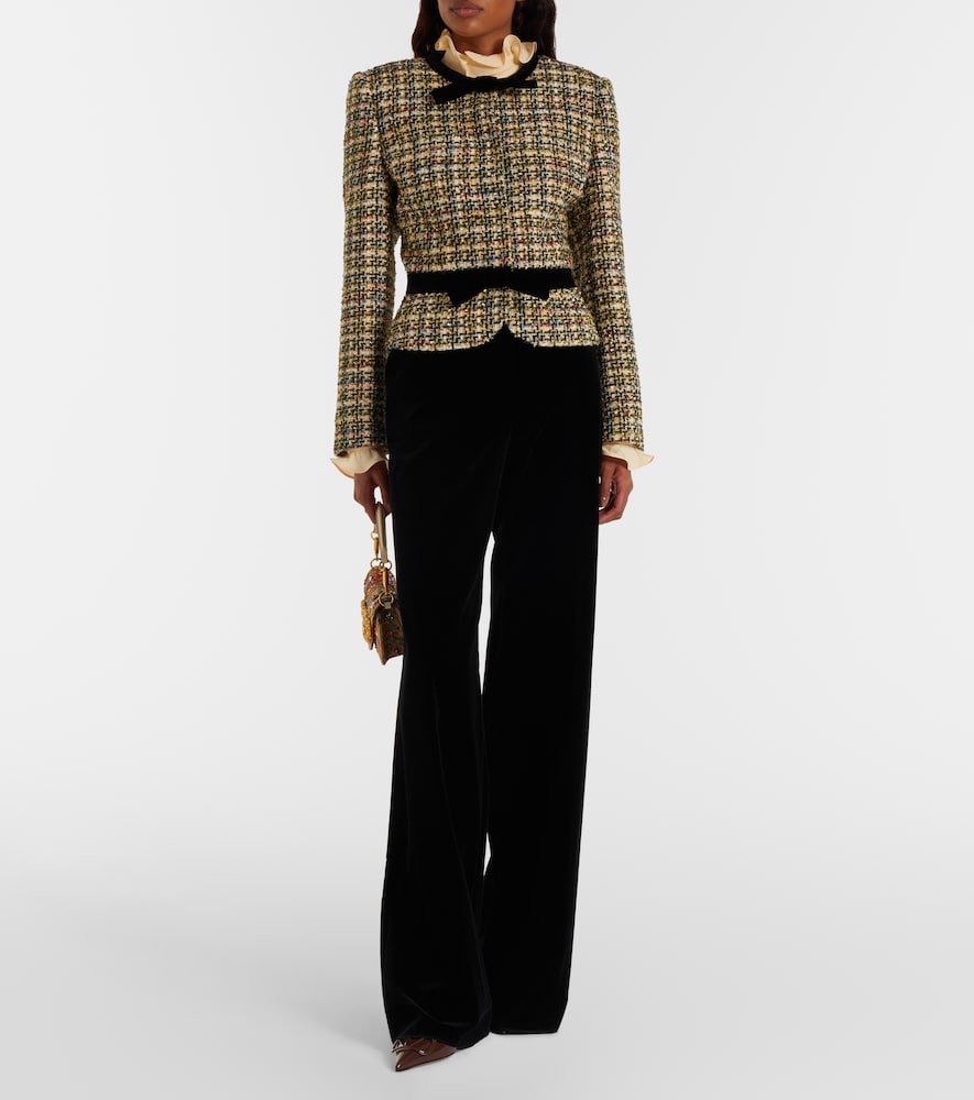 Valentino Velvet-trimmed lamé tweed jacket