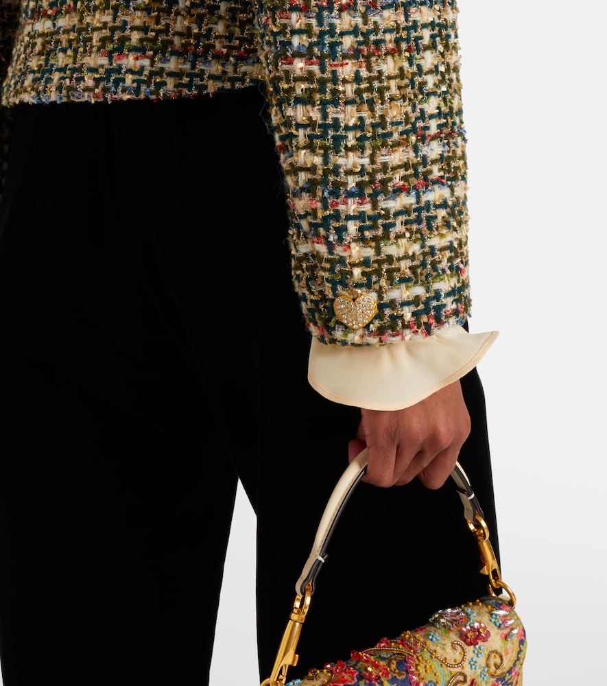  Valentino Valentino Velvet-trimmed Lamã© Tweed Jacket 