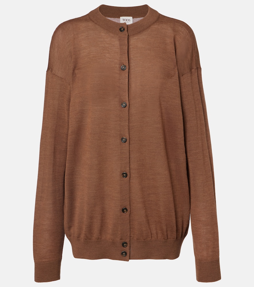 Tod's Virgin Wool Cardigan In Brown