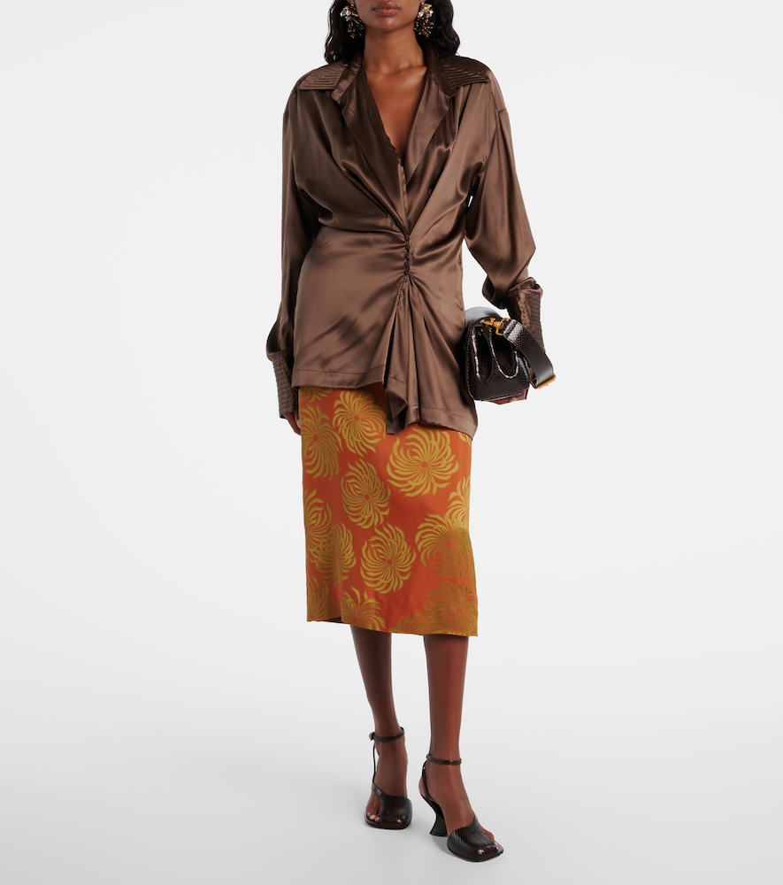  Dries Van Noten Dries Van Noten Draped Silk-blend Shirt 