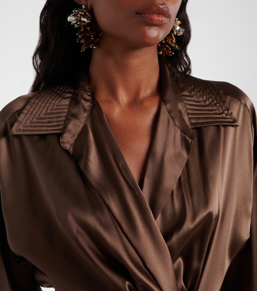  Dries Van Noten Dries Van Noten Draped Silk-blend Shirt 