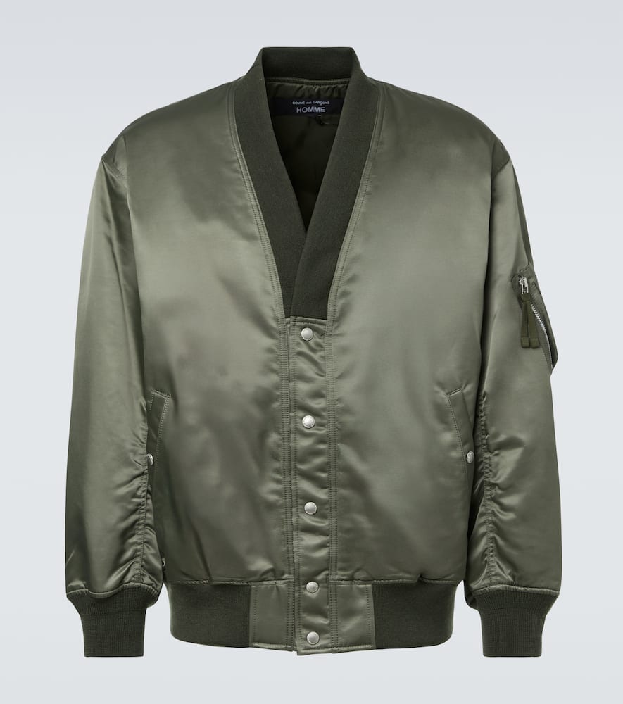Comme Des Garçons Homme Deux V-neck Bomber Jacket In Green