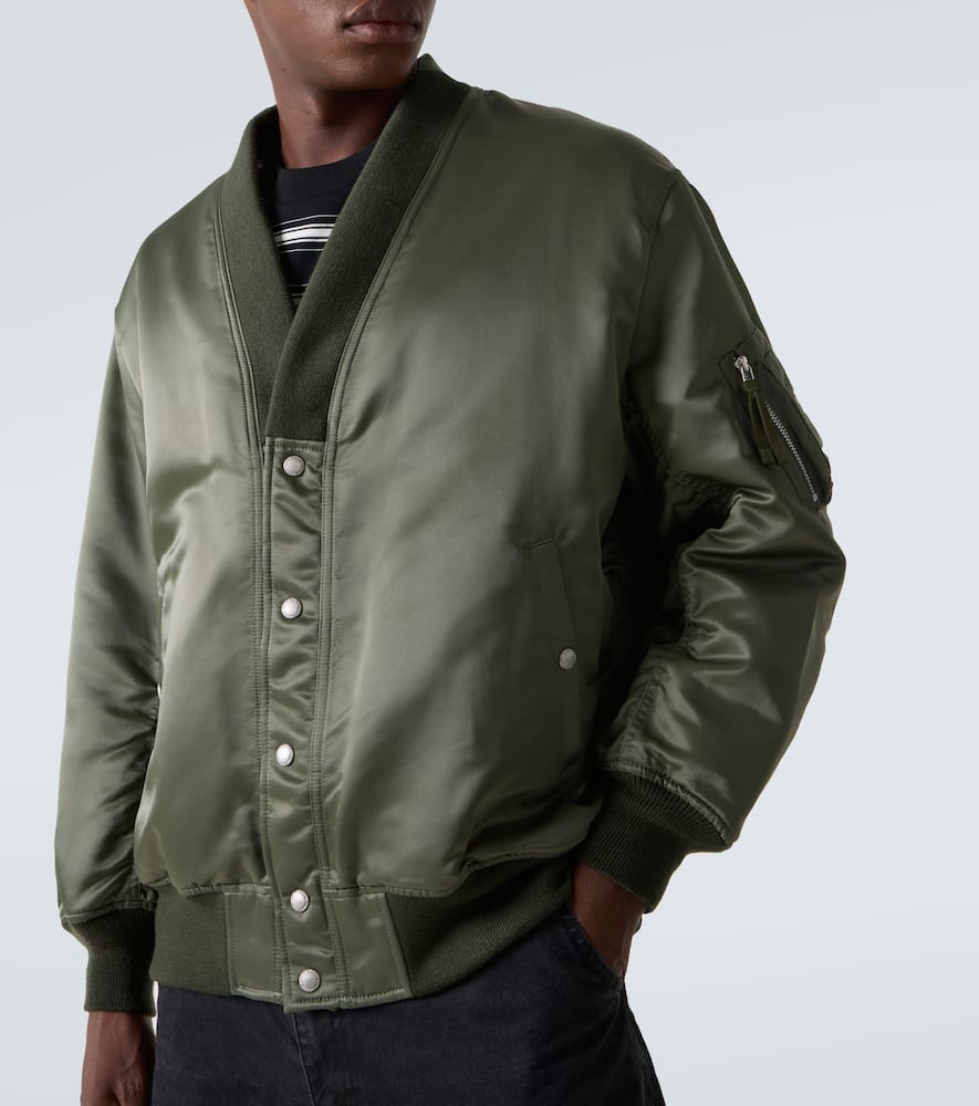 Comme Des Garçons Homme Deux V-neck Bomber Jacket In Green