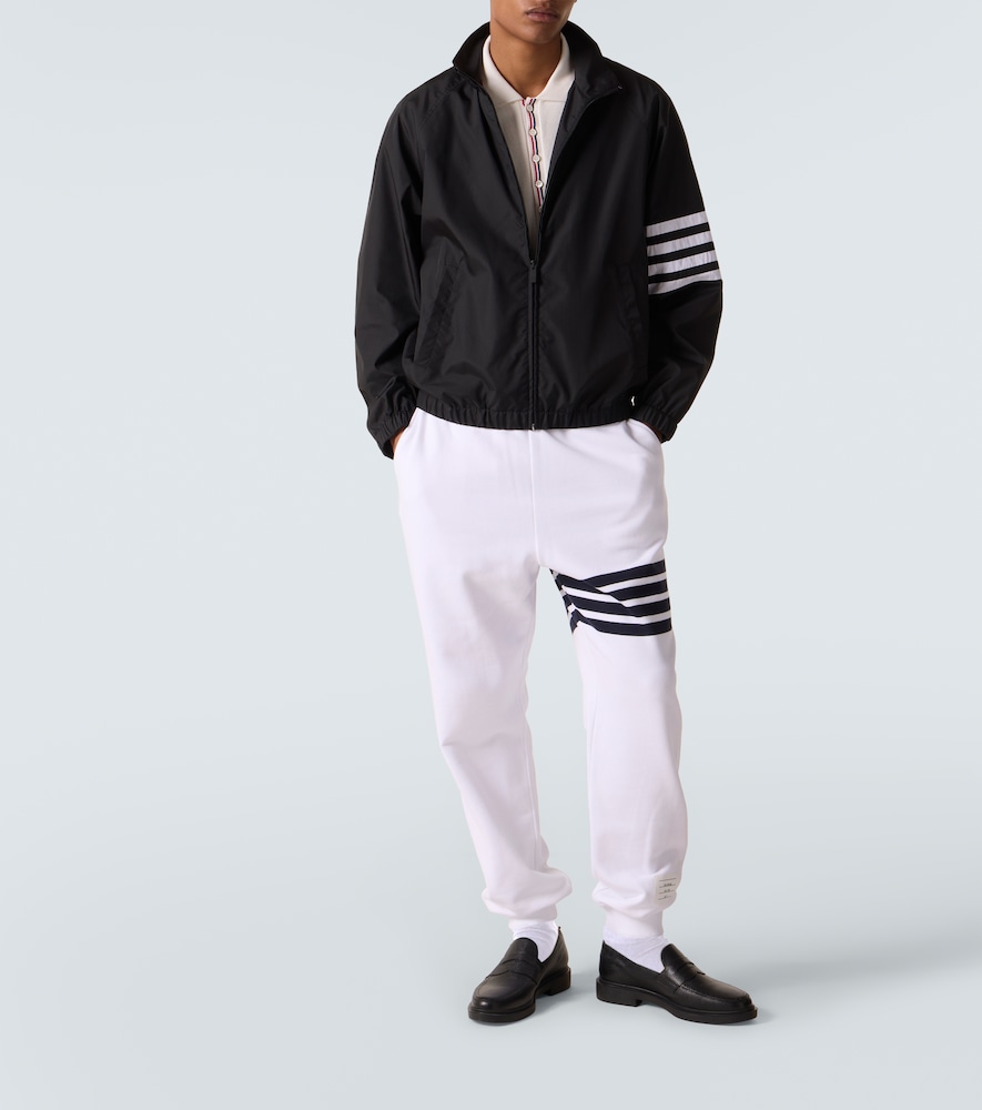 Thom Browne Jacket High Collar Elastic Cuffs Stripe Sleeves In Black