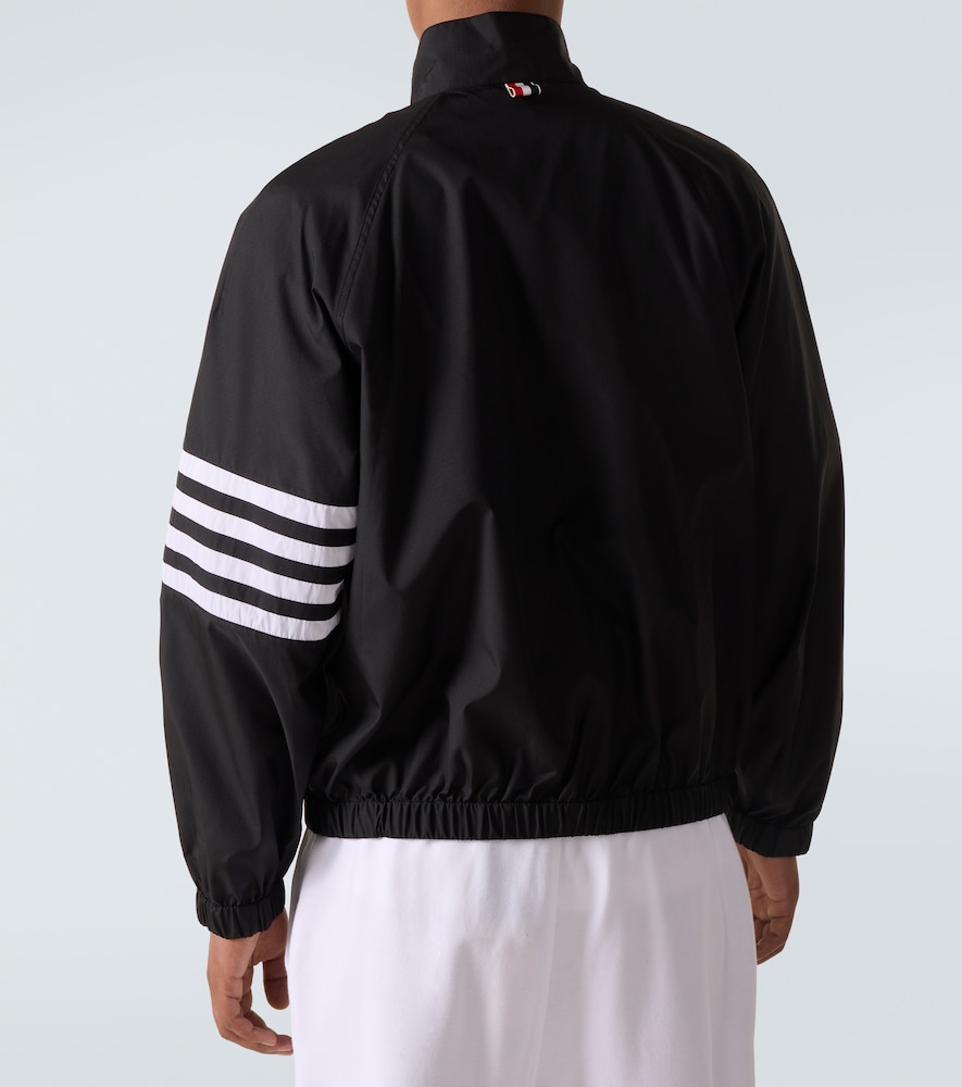 Thom Browne Jacket High Collar Elastic Cuffs Stripe Sleeves In Black