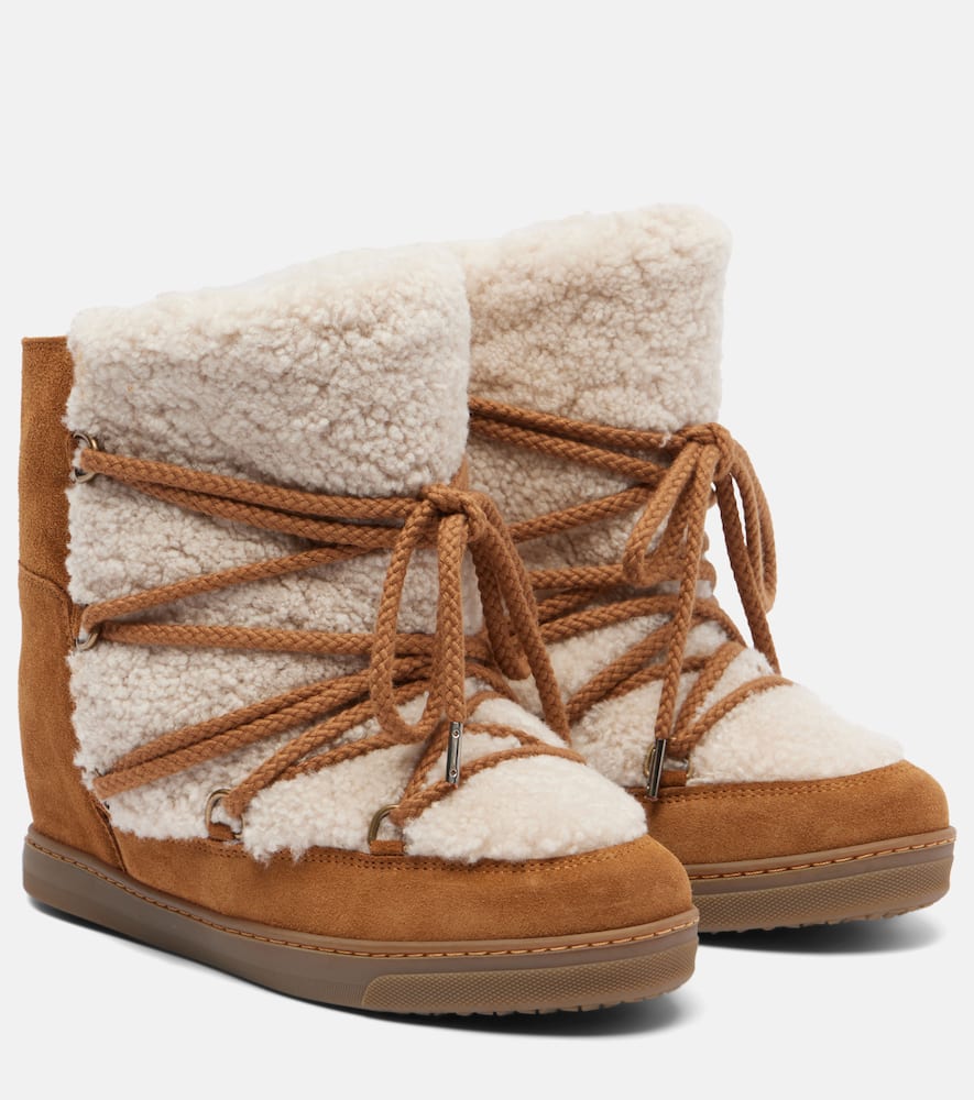 Isabel Marant Shearling And Suede Snow Boots In Brown
