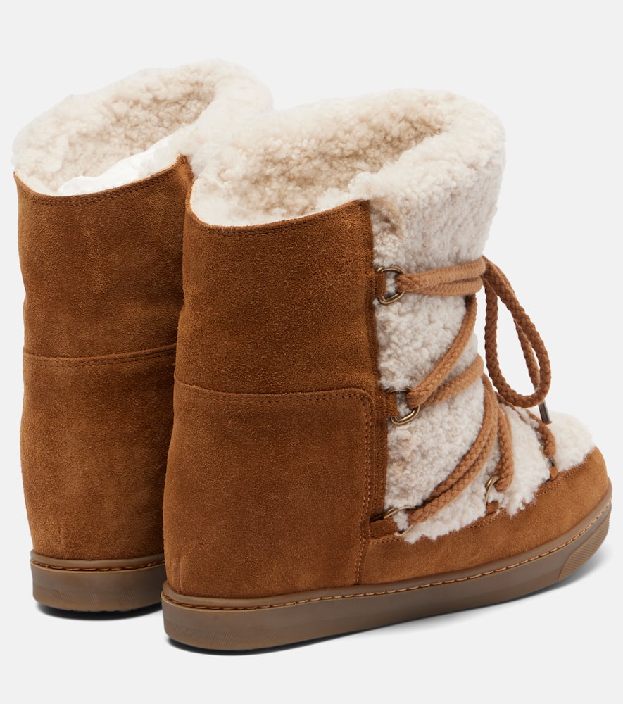 Isabel Marant Shearling And Suede Snow Boots In Brown