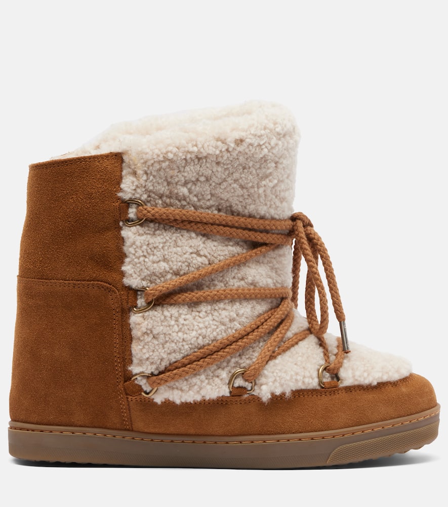 Isabel Marant Shearling And Suede Snow Boots In Brown