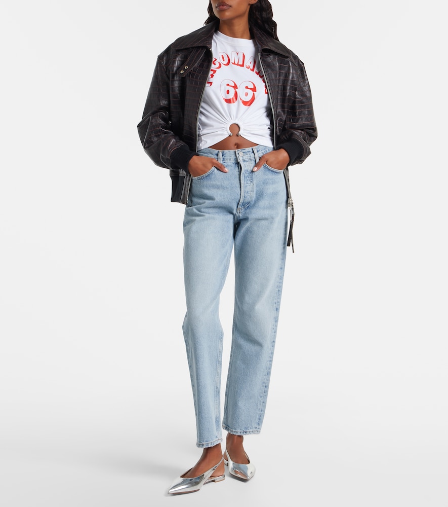 Rabanne Printed cropped cotton-blend T-shirt