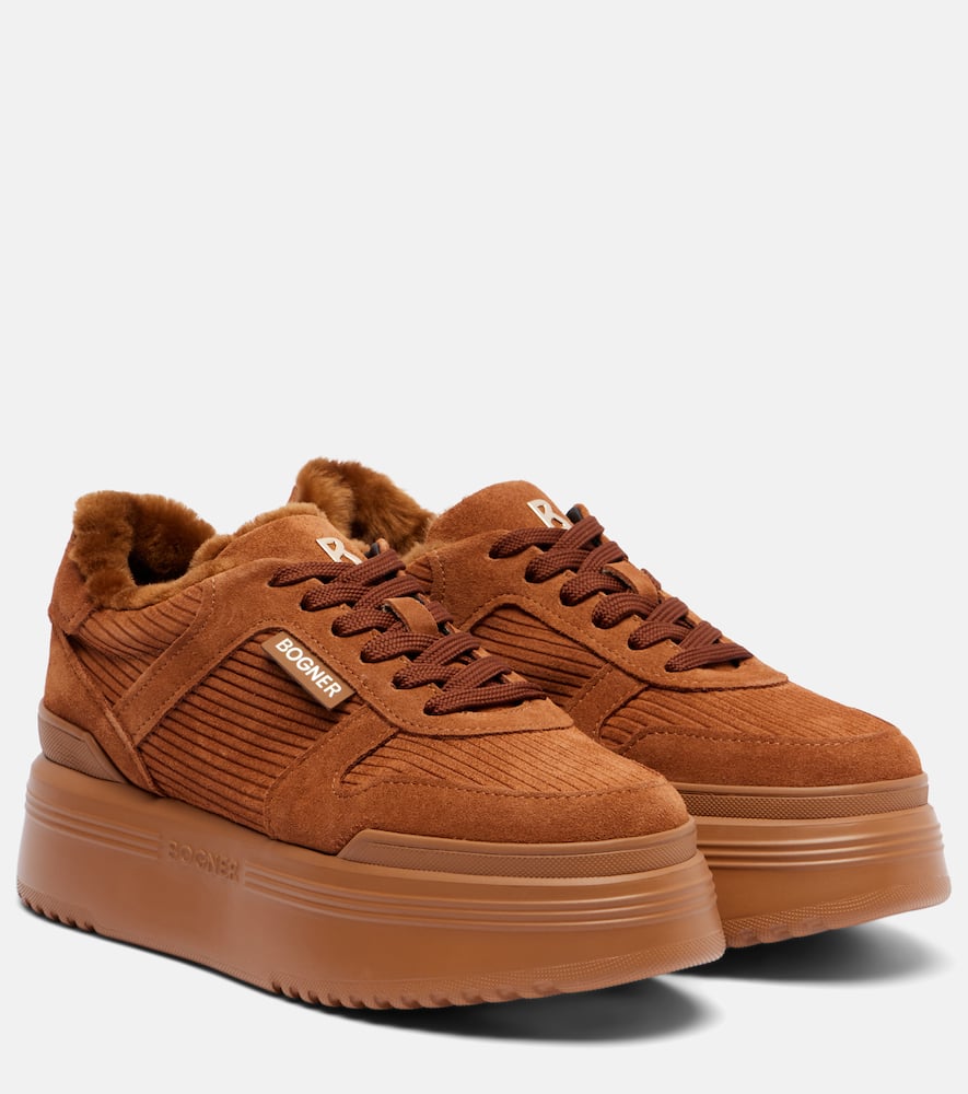 Bogner New York Suede Platform Sneakers In Brown