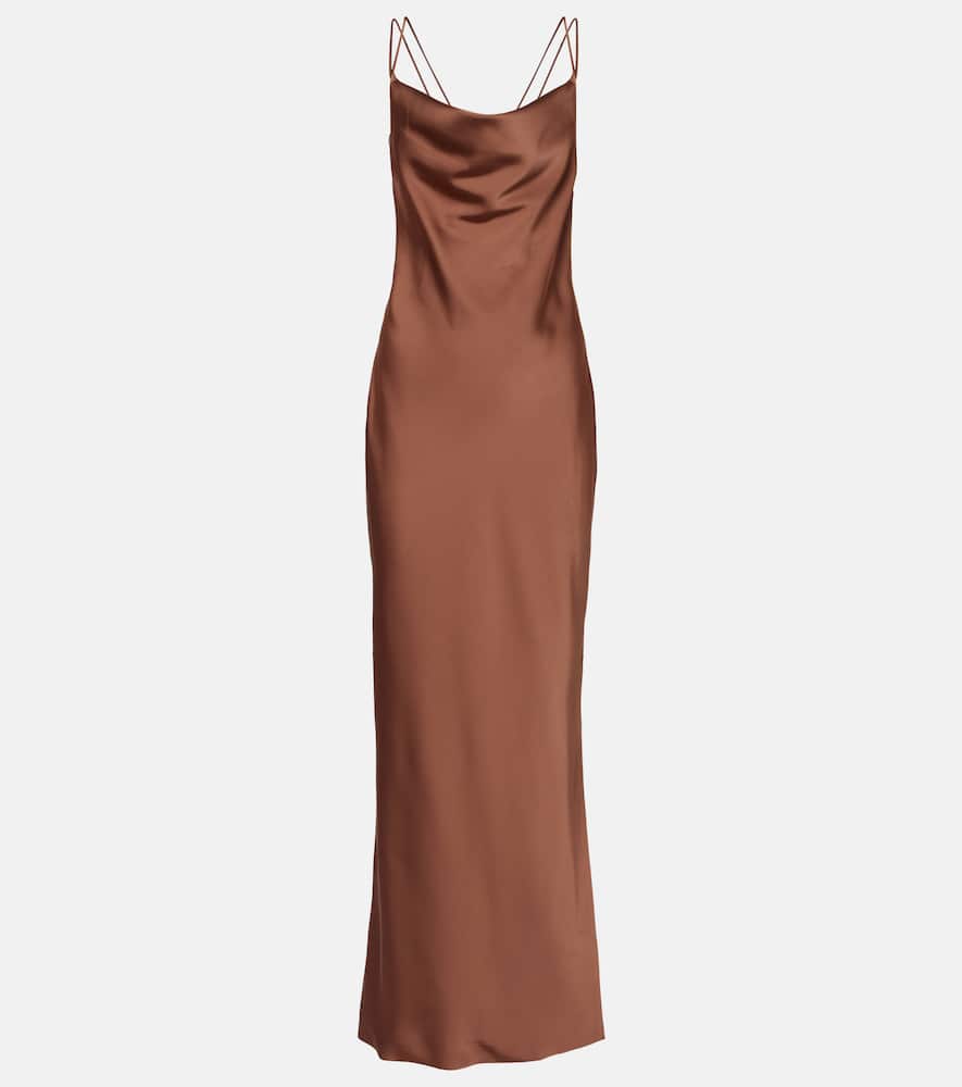 Rotate Birger Christensen Satin Gown In Brown