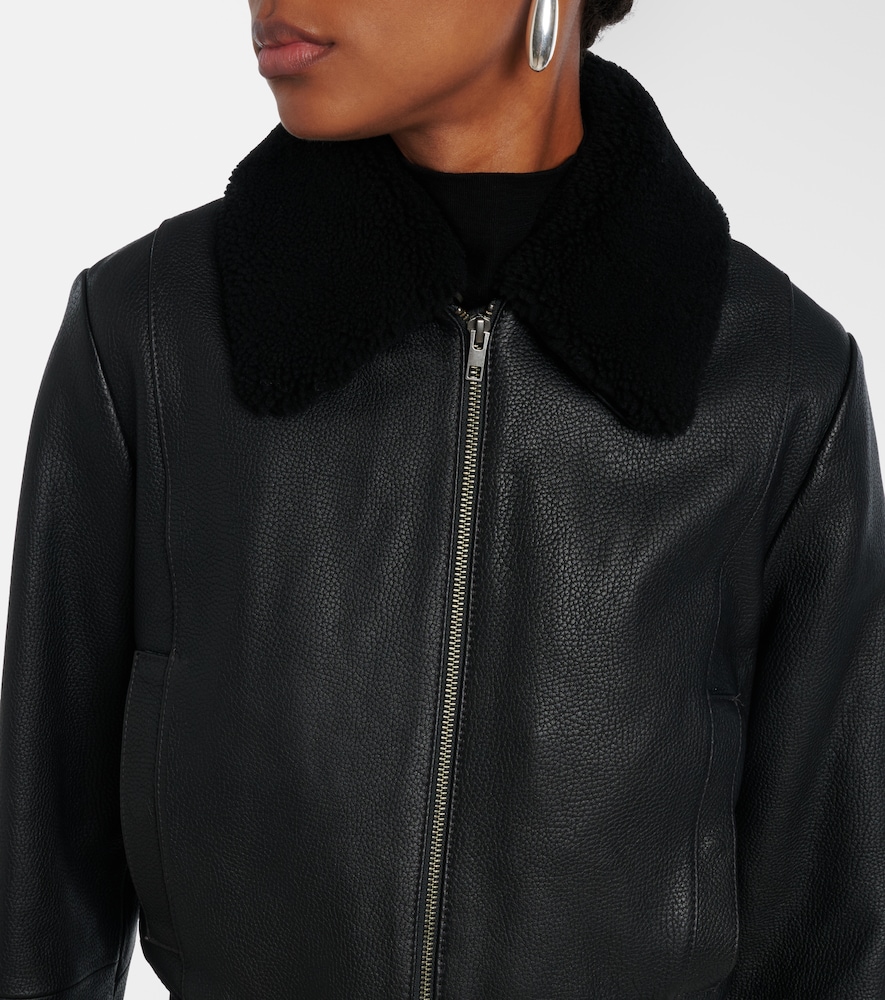  Vince Vince Shearling-trimmed Leather Jacket 