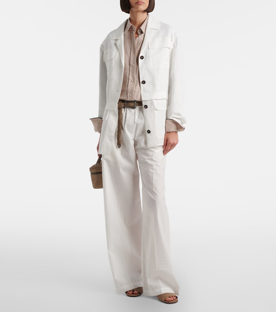  Brunello Cucinelli Brunello Cucinelli Cotton-blend Wide-leg Pants 
