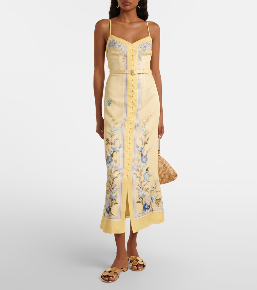 Self-Portrait Floral silk satin maxi dress