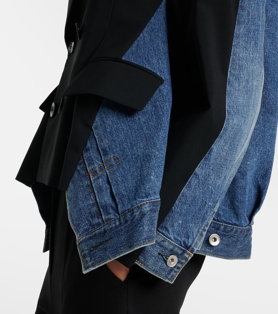  Sacai Sacai Double-breasted Denim And Wool Jacket 